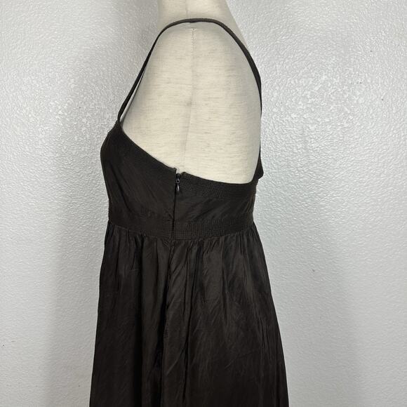 J Crew Silk Dress Women 6 Fit Flare Midi Brown Empire Waist Wedding Party Y2K - Picture 6 of 12